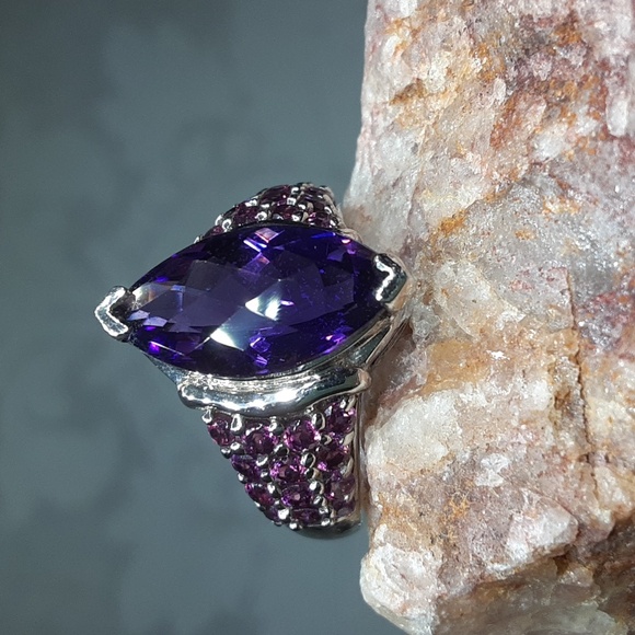 Jewelry - 925 Untreated Rhodolite Garnet, Purple Marquise Amethyst. Price Is Firm.